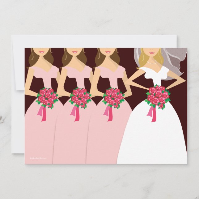 Beautiful Bride Pink Bridesmaids Bridal Shower Invitation (Front)