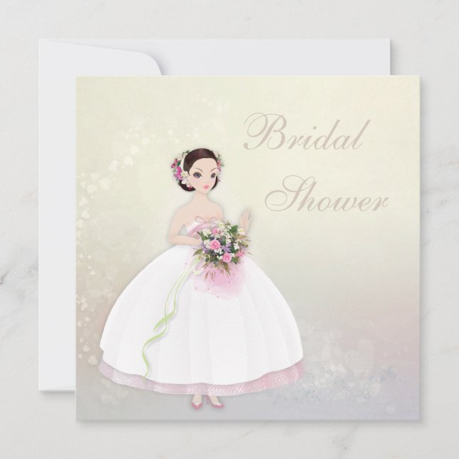 Beautiful Bride Romantic Hearts Bridal Shower Invitation (Front)