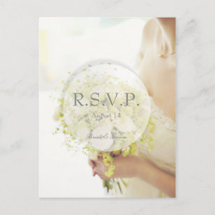Beautiful Bride with Flower Bouquet Wedding RSVP Invitation Postcard