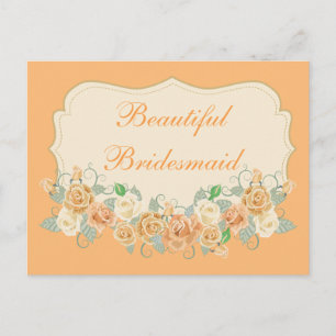 Beautiful Bridesmaid Peach Floral Postcard