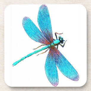 Beautiful Bright Blue Turquoise Dragonfly Coaster