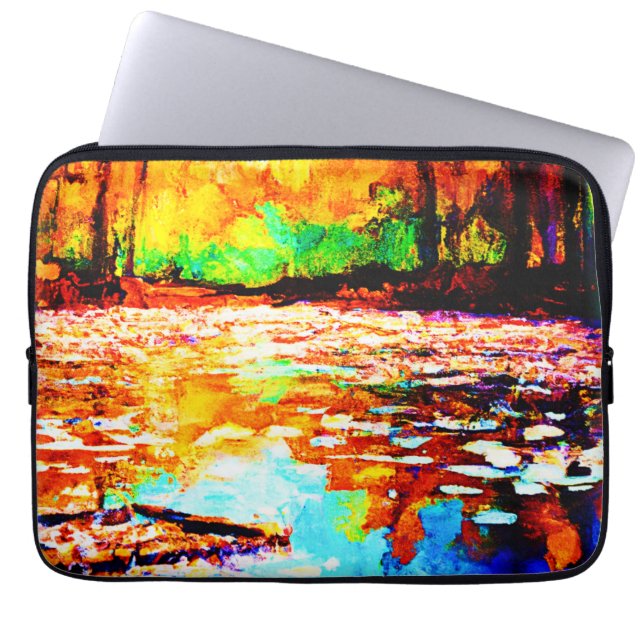 Beautiful Bright Coloured Orange Forest. Buy Now Laptop Sleeve (Front)