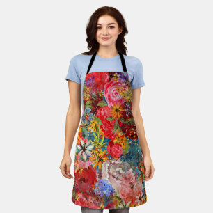 Beautiful Bright Colourful Abstract Floral Pattern Apron