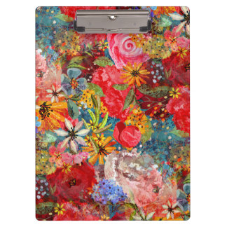 Beautiful Bright Colourful Abstract Floral Pattern Clipboard