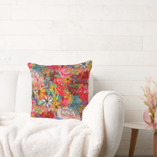Beautiful Bright Colourful Abstract Floral Pattern Cushion