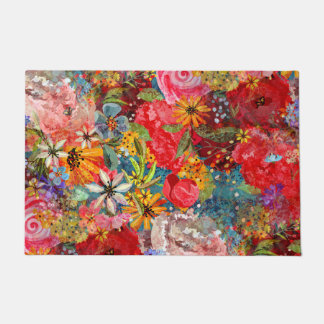 Beautiful Bright Colourful Abstract Floral Pattern Doormat