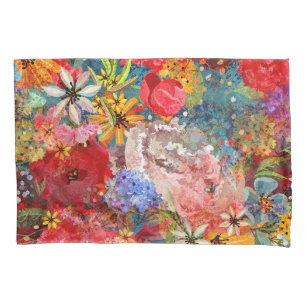 Beautiful Bright Colourful Abstract Floral Pattern Pillowcase