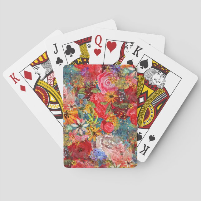 Beautiful Bright Colourful Abstract Floral Pattern Playing Cards (Back)