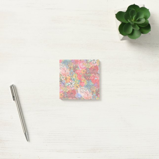 Beautiful Bright Colourful Abstract Floral Pattern Post-it Notes (Office)