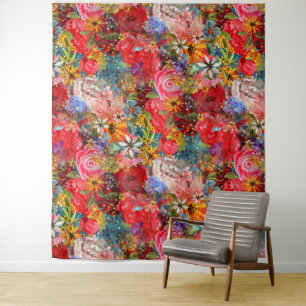 Beautiful Bright Colourful Abstract Floral Pattern Tapestry