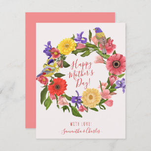 Beautiful Bright Floral Wreath Happy Mother's Day  Card