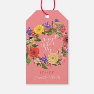 Beautiful Bright Floral Wreath Happy Mother's Day Gift Tags