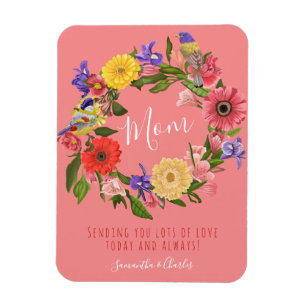 Beautiful Bright Floral Wreath Happy Mother's Day Magnet