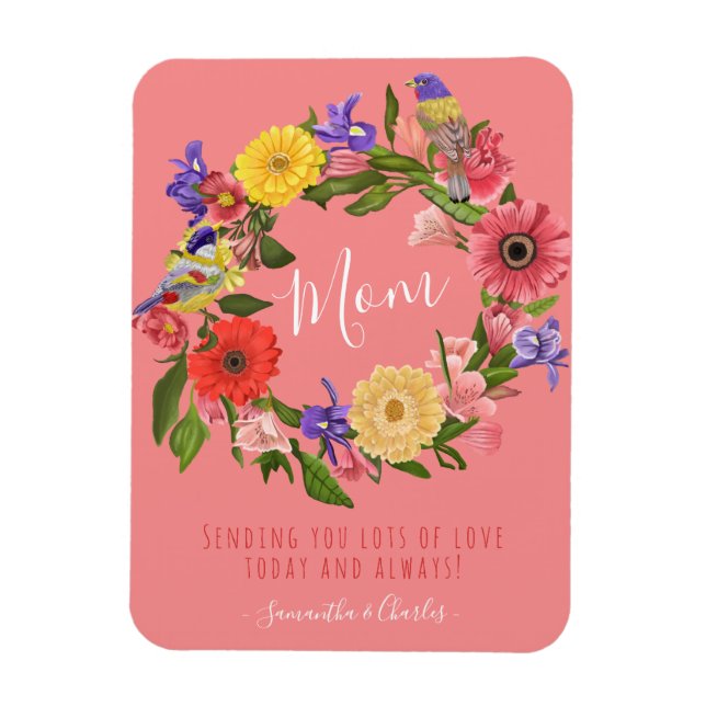 Beautiful Bright Floral Wreath Happy Mother's Day  Magnet (Vertical)