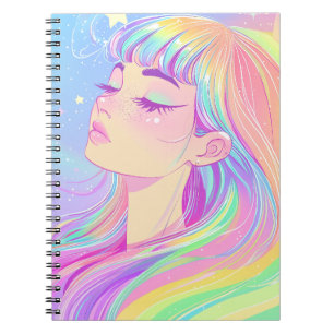 beautiful bright girl with rainbow hair from the c notebook