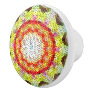 Beautiful Bright Mosaic Tile Sun Flower Ceramic Knob