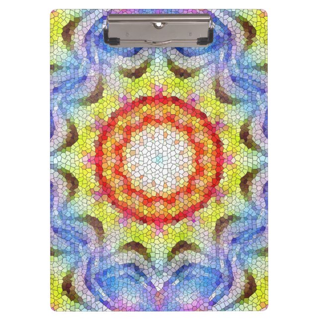 Beautiful Bright Mosaic Tile Sun Flower Clipboard (Front)