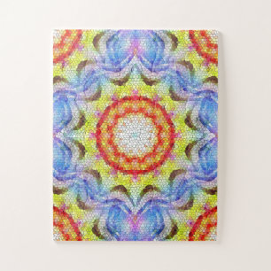 Beautiful Bright Mosaic Tile Sun Flower Jigsaw Puzzle