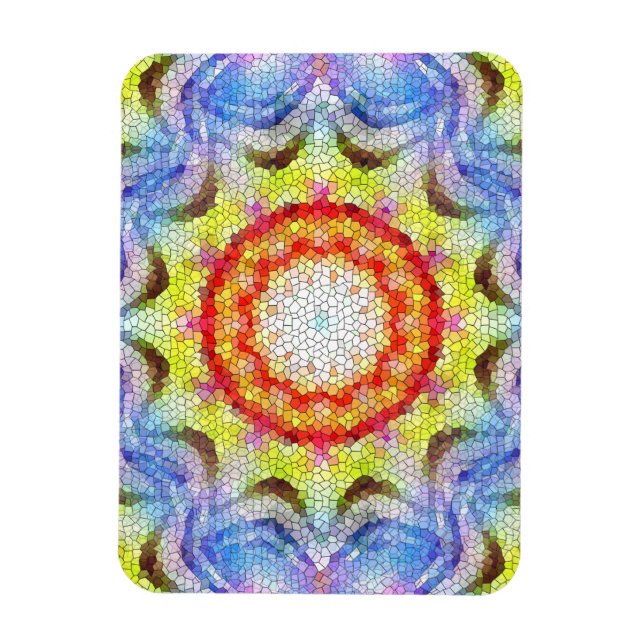 Beautiful Bright Mosaic Tile Sun Flower Magnet (Vertical)
