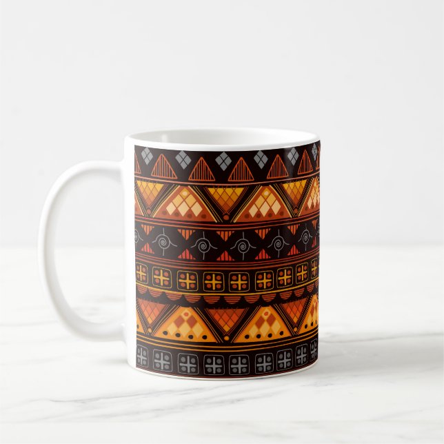 Beautiful Bright Multi-Colour Aztec Pattern Coffee Mug (Left)