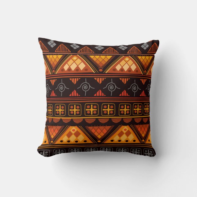 Beautiful Bright Multi-Colour Aztec Pattern Cushion (Front)