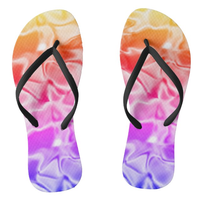 Beautiful Bright Rainbow Stripes Neon Colours Flip Flops (Footbed)