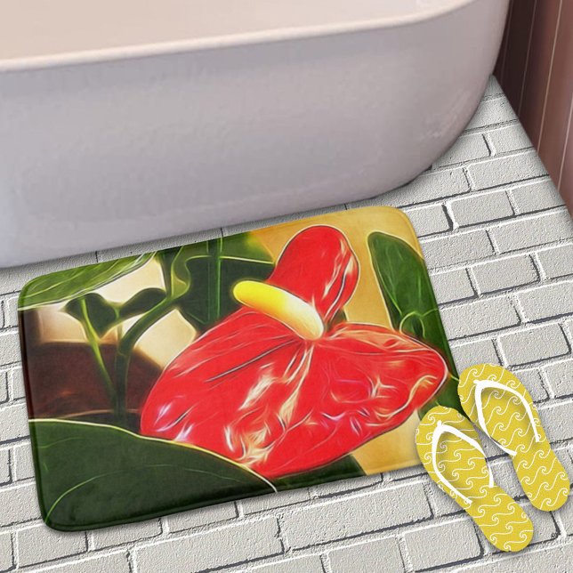 Beautiful Bright Red Anthurium Flower Photography Bath Mat (Creator Uploaded)