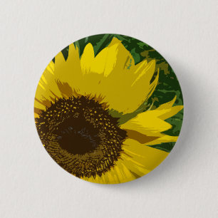 Beautiful Bright Yellow Sunflower Artistic Flower 6 Cm Round Badge