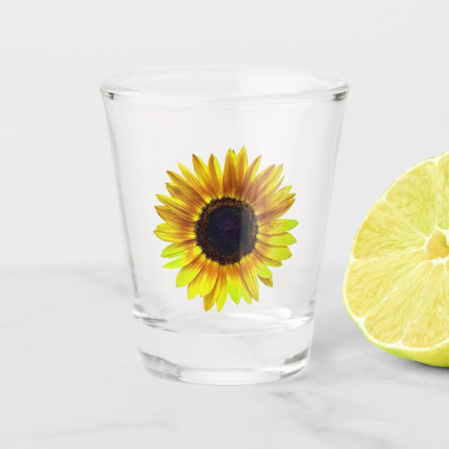 Beautiful Bright Yellow Sunflower - Shot Glass (Front)