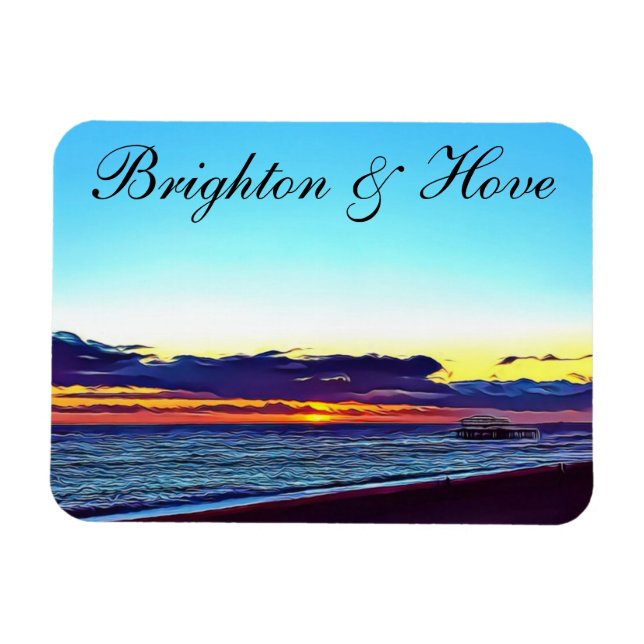 Beautiful Brighton and Hove Beach & Sunset Magnet (Horizontal)