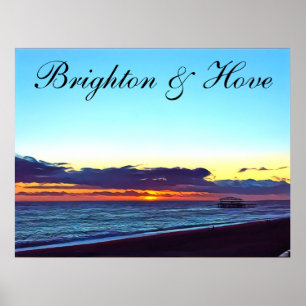 Beautiful Brighton and Hove Beach & Sunset Poster
