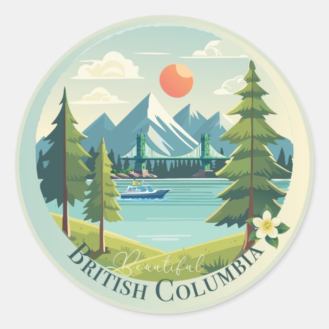 Beautiful British Columbia Classic Round Sticker (Front)