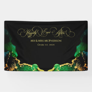 Beautiful Bronze Black Green Gold Wedding Backdrop Banner