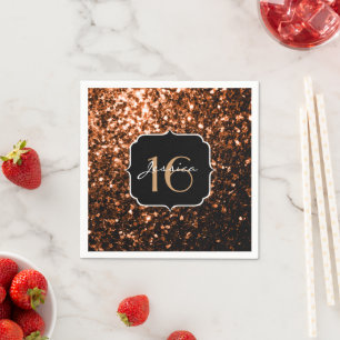Beautiful Bronze sparkles Sweet 16 napkins