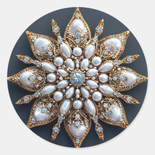 Beautiful Brooch Classic Round Sticker