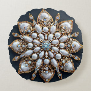 Beautiful Brooch Round Cushion