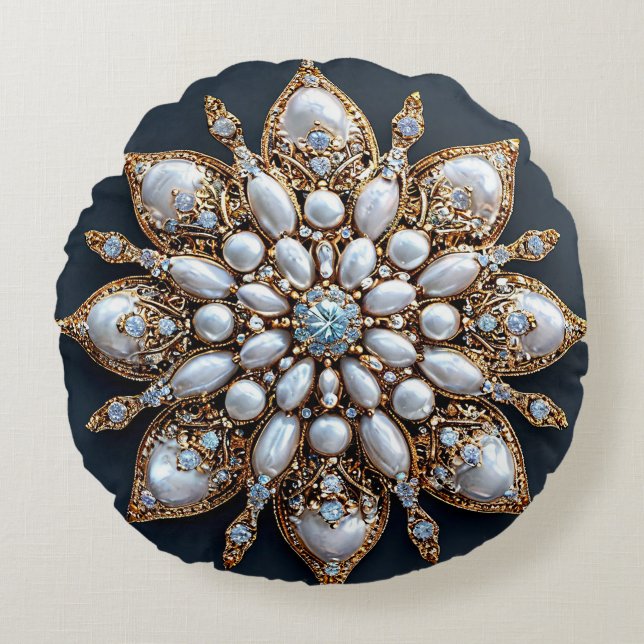 Beautiful Brooch Round Cushion (Front)