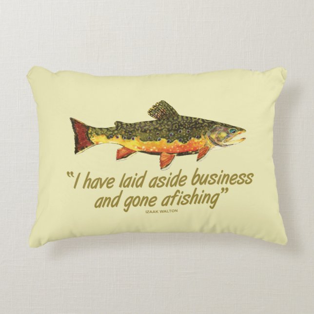 Beautiful Brook Trout Fishing Saying Decorative Cushion (Front)