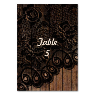 Beautiful Brown and Faux Lace Wedding Table Number