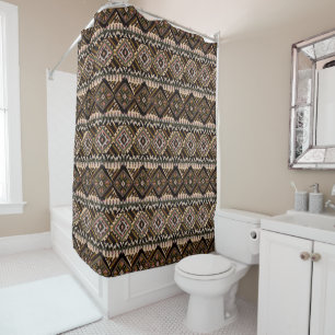 Beautiful Brown and Rust Mud Cloth Inspired Shower Curtain