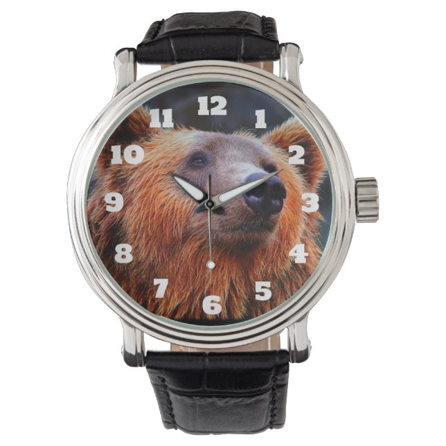 Beautiful Brown Bear Portrait Wildlife Photo Watch (Front)