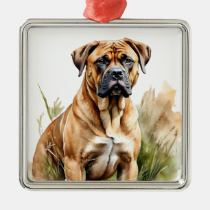 BEAUTIFUL BROWN BOERBOEL DOG METAL TREE DECORATION