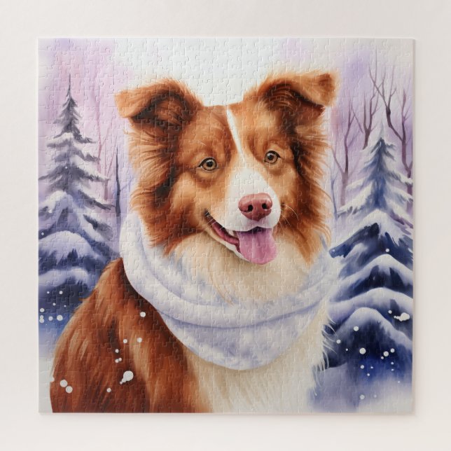Beautiful Brown Border Collie Dog Jigsaw Puzzle (Vertical)