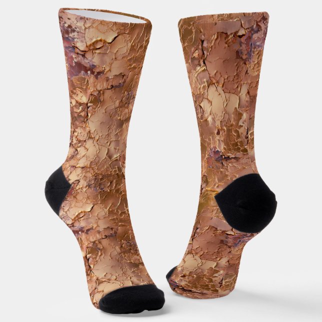 Beautiful Brown Cracked Texture Socks (Angled)