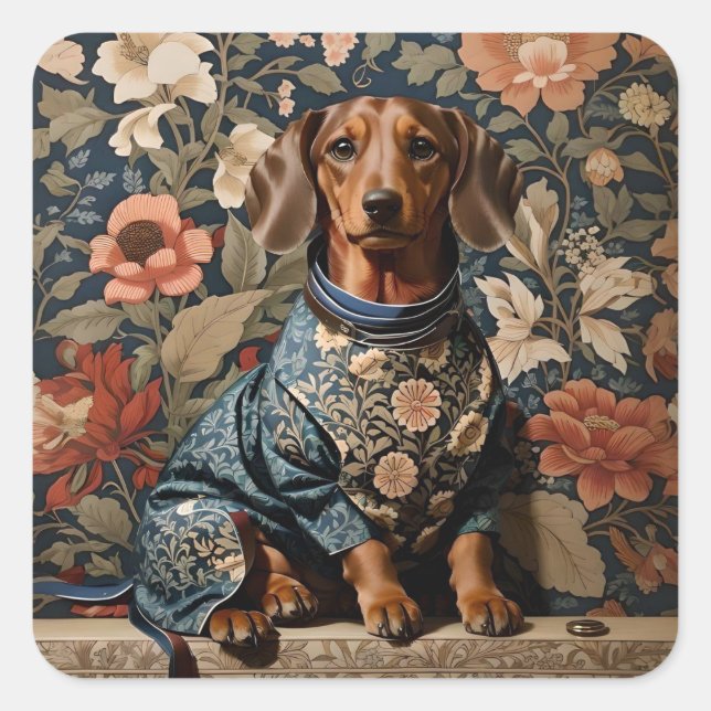 Beautiful Brown Dachshund | Dachshund Portrait Square Sticker (Front)