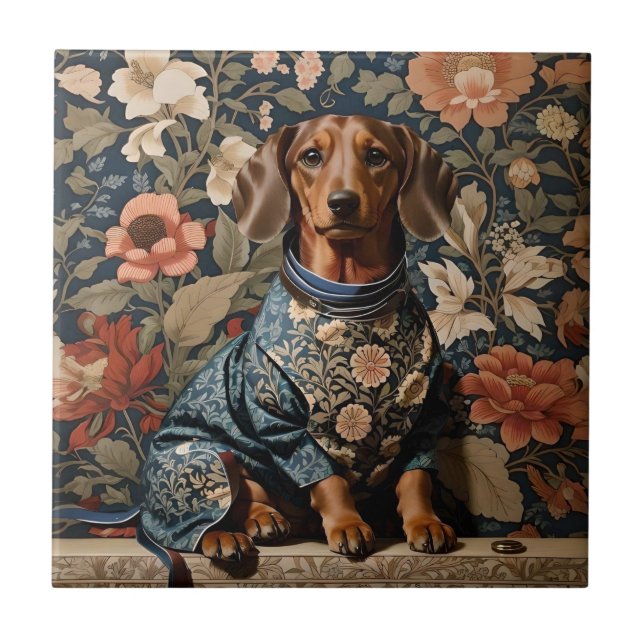 Beautiful Brown Dachshund | Dachshund Portrait Tile (Front)