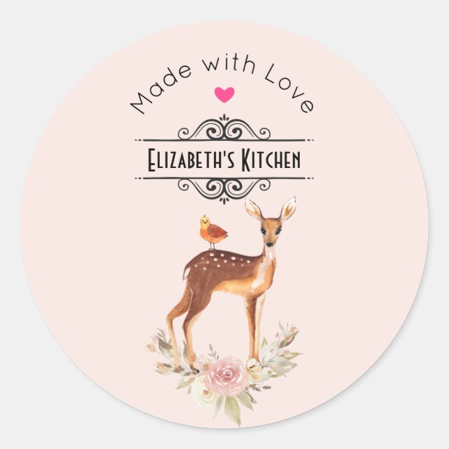 Beautiful Brown Doe Vintage Kitchen Classic Round Sticker (Front)