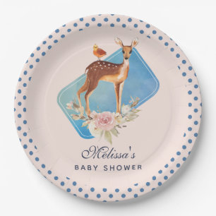 Beautiful Brown Doe with White Spots Baby Shower Paper Plate