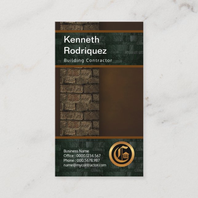 Beautiful Brown Grunge Brickwork Construction Business Card (Front)