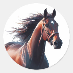 Beautiful Brown Horse Custom Name Classic Round Sticker